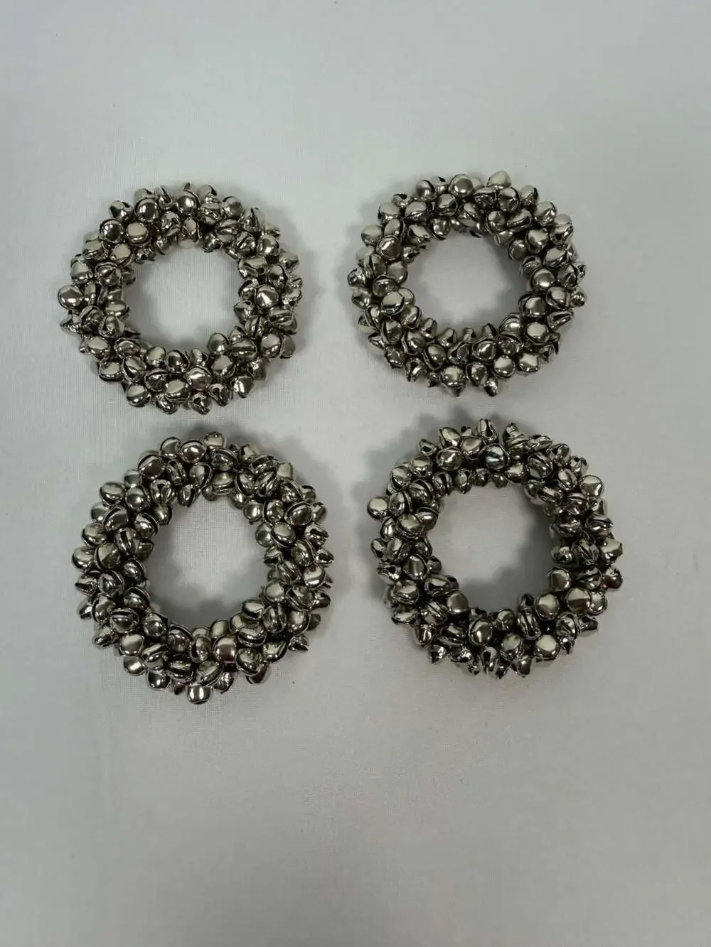 Saro Lifestyle Petite Bell Napkin Holder Rings Set of 4 Silver
